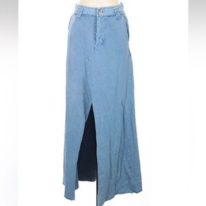 Free People womans Blue Maxi Skirt with Front Slit oversized XS